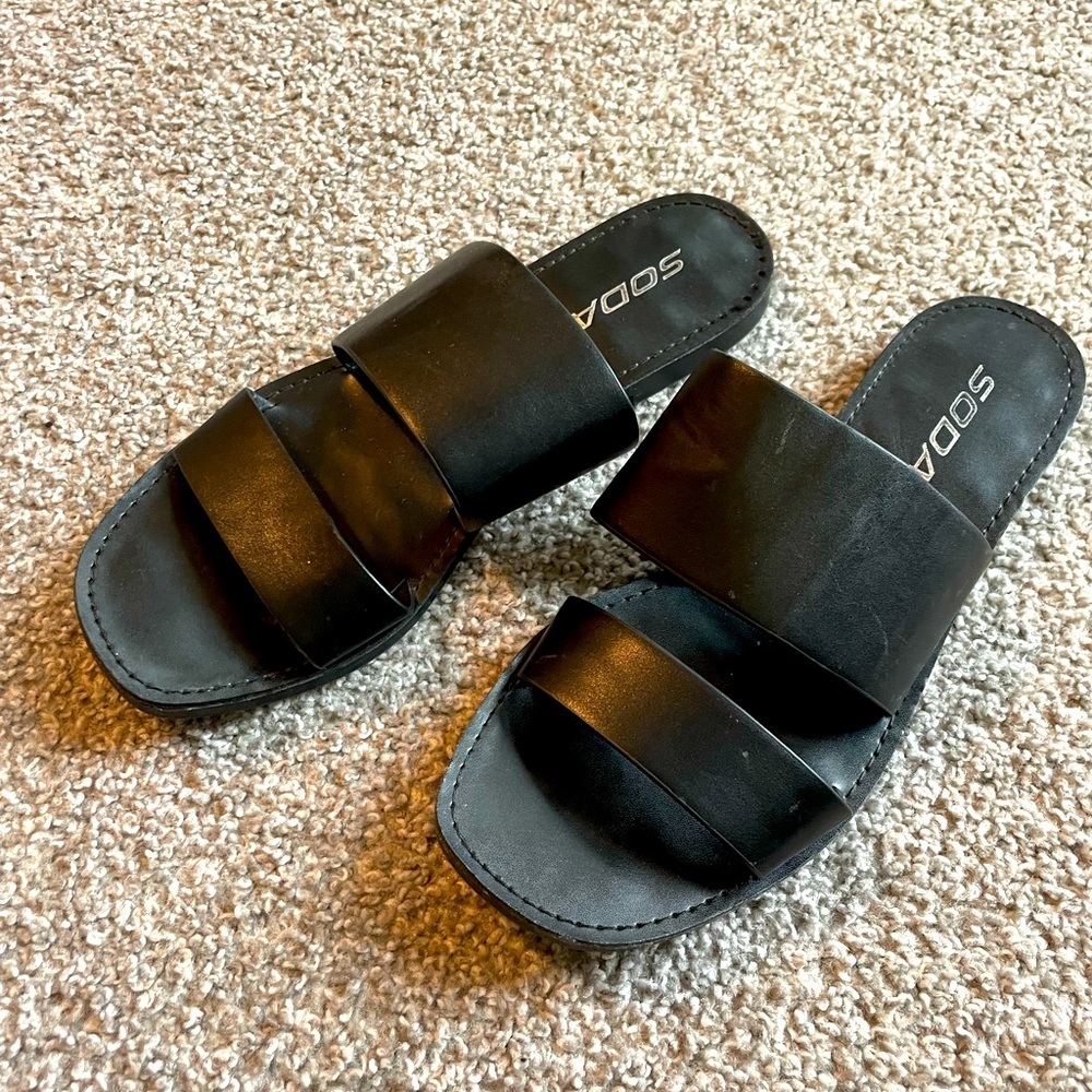 Soda Brand Black Sandals- Size 7